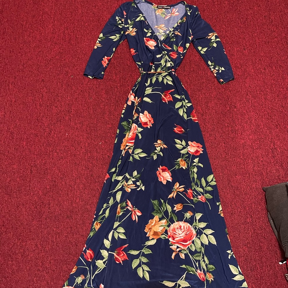 floral maxi dress with tie waist